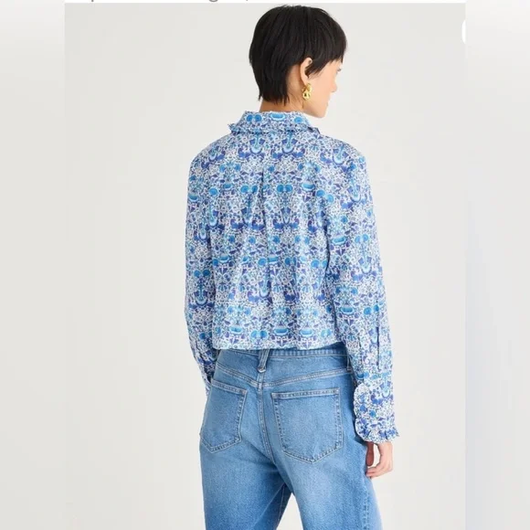 JCrew Ruffle-trim button-up shirt in Liberty® Lodden fabric - Picture 2 of 11